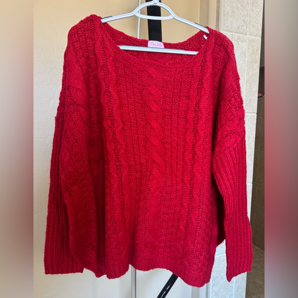 Pink Lily Cable Knit Sweater